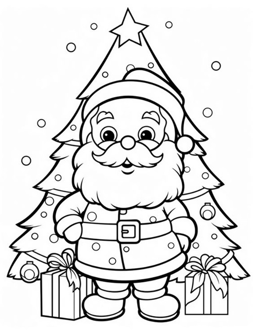 Cute Christmas 2024 Coloring Pages for Kids